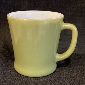 Fire King D-Handle Faded Green Mug Cup Milk Glass Anchor Hocking 1960 Vintage
